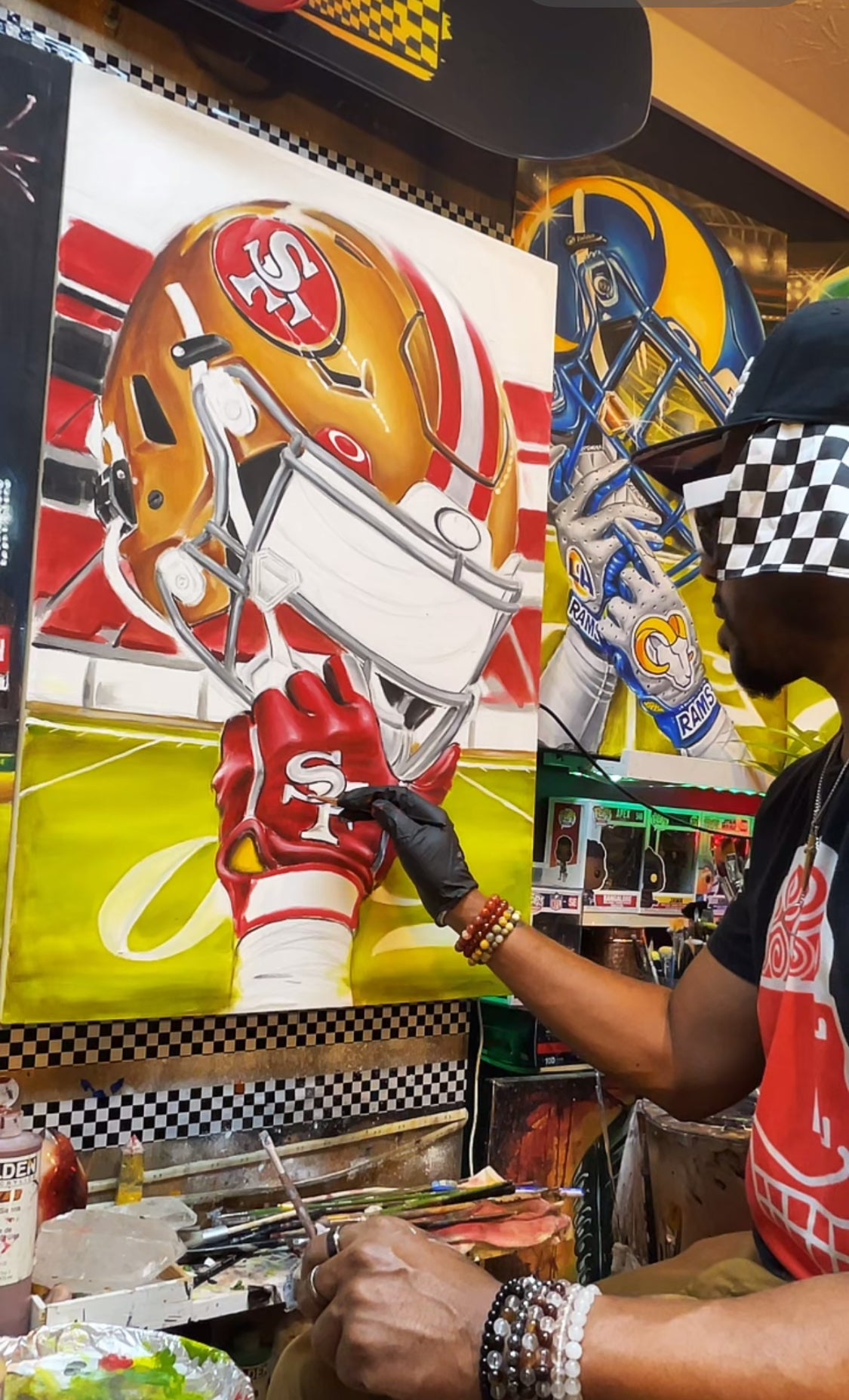 49ers Painting by Jeremy Worst 2025 San Francisco Sports Football Canvas Print Artwork helmet Nfl Football