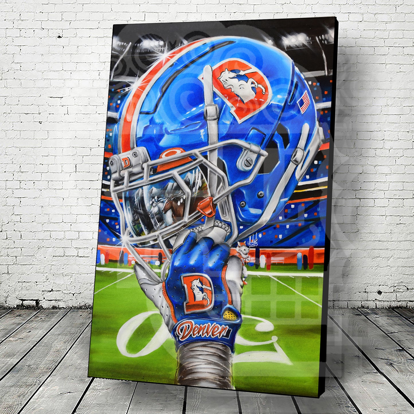 Denver Painting by Jeremy Worst 2025 Sports Football Canvas Print Artwork helmet Nfl Football