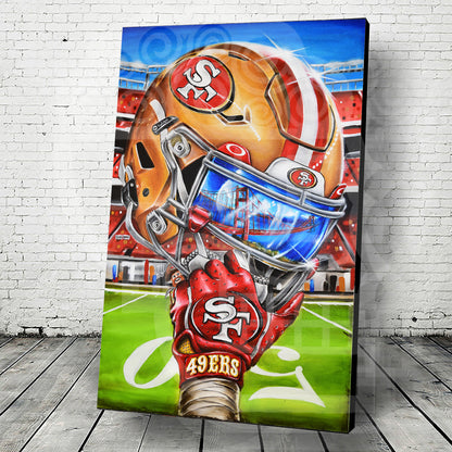 49ers Painting by Jeremy Worst 2025 San Francisco Sports Football Canvas Print Artwork helmet Nfl Football