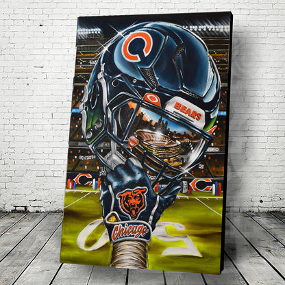 DA BEARS Chicago Painting by Jeremy Worst 2025 Sports Football Canvas Print Artwork helmet Nfl Football