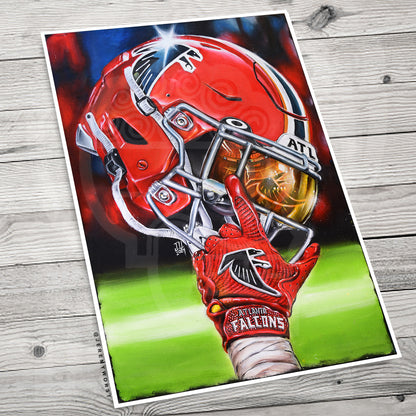 JEREMY WORST Atlanta Falcons 2024 RISE UP Dirty Birds Painting sports Canvas Print Artwork helmet Nfl