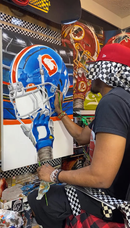 Denver Painting by Jeremy Worst 2025 Sports Football Canvas Print Artwork helmet Nfl Football