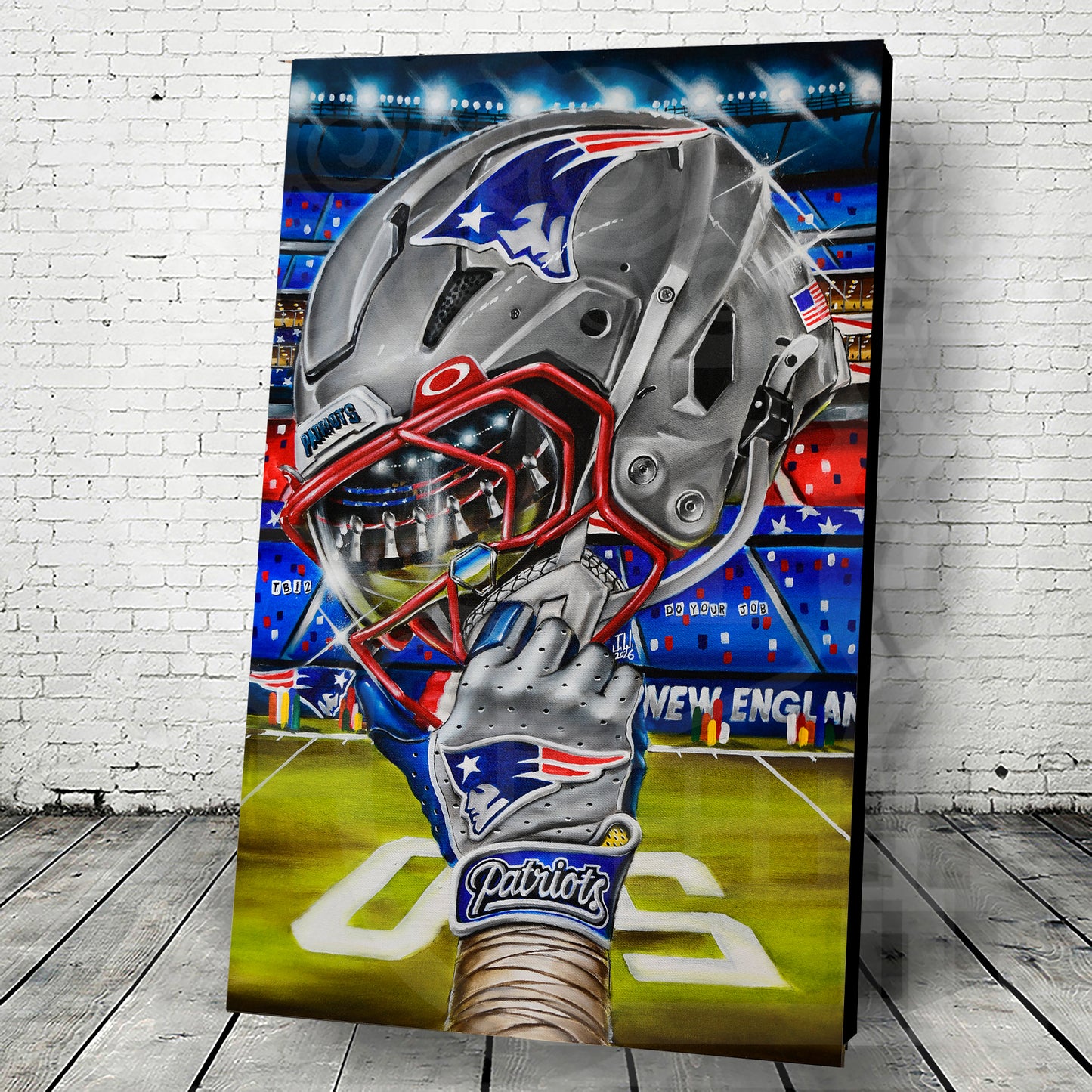 Patriots  by Jeremy Worst 2026 Sports Football Canvas Print Artwork helmet Nfl Football