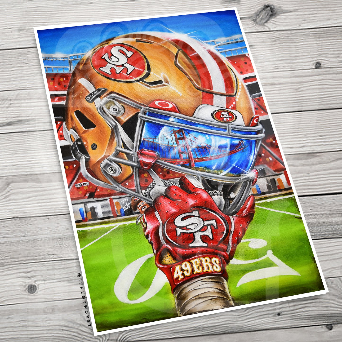 49ers Painting by Jeremy Worst 2025 San Francisco Sports Football Canvas Print Artwork helmet Nfl Football