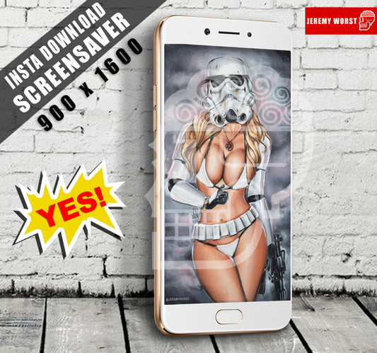 Storm Trooper INSTA DOWNLOAD Phone Screensaver Jeremy Worst Dark side blaster wallpaper iphone android helmet