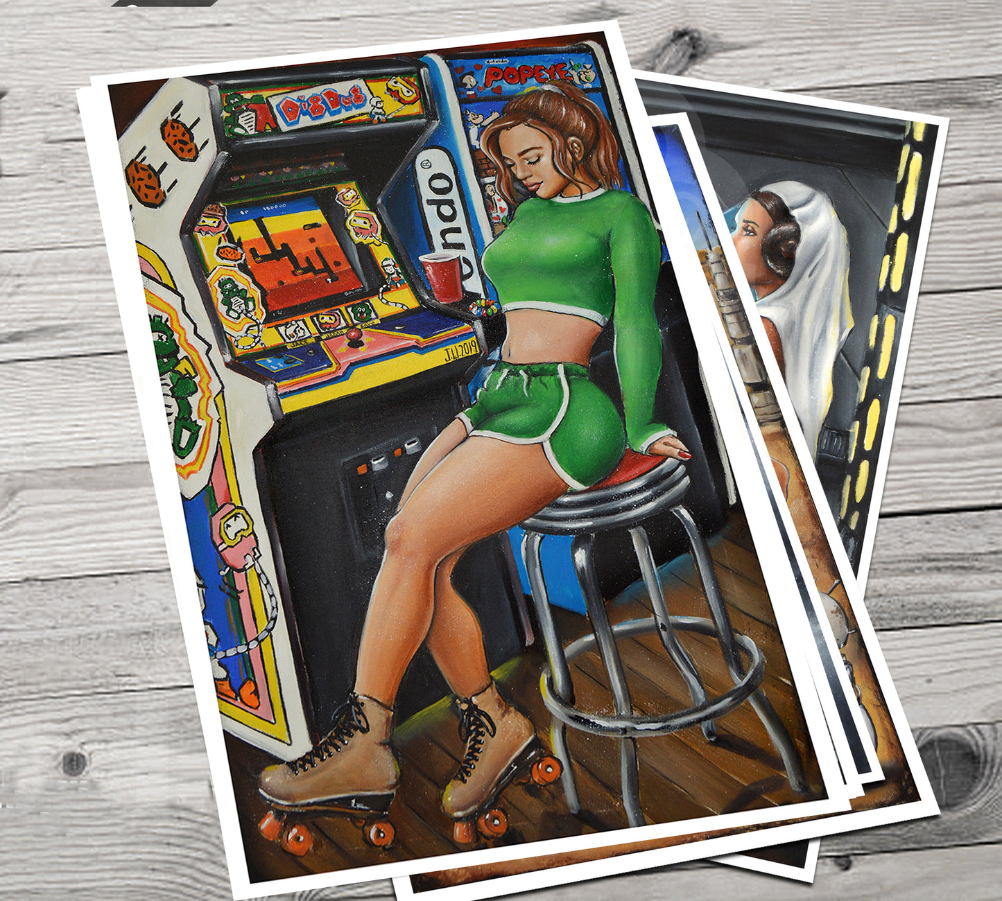 JEREMY WORST DigDug Retro Arcade painting Artwork poster roller skates