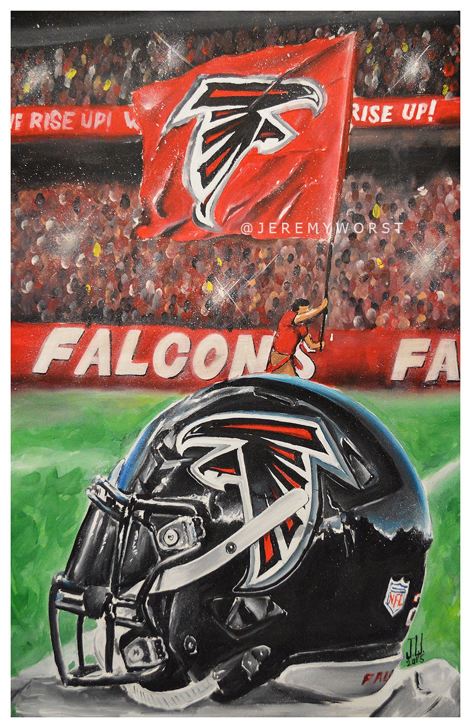 JEREMY WORST Atlanta Rise up Helmet Artwork Signed Print