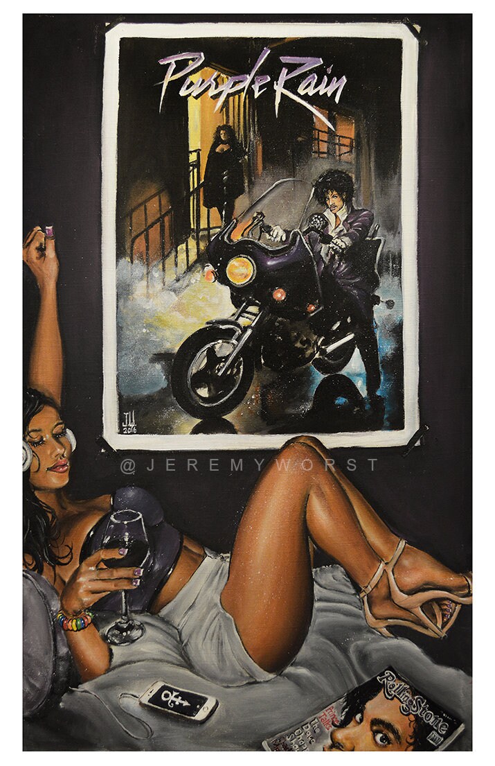 JEREMY WORST Purple Rain Acrylic Painting Canvas Print Prince