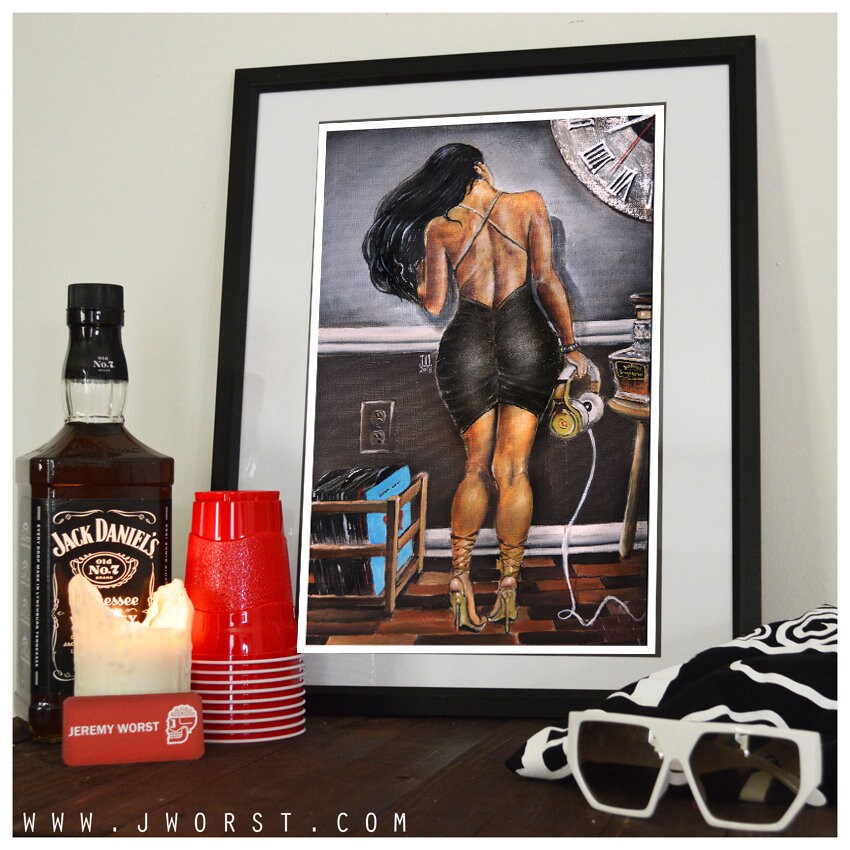 JEREMY WORST Go Dj 2 girl Artwork Signed Poster alcohol Print poster sizes