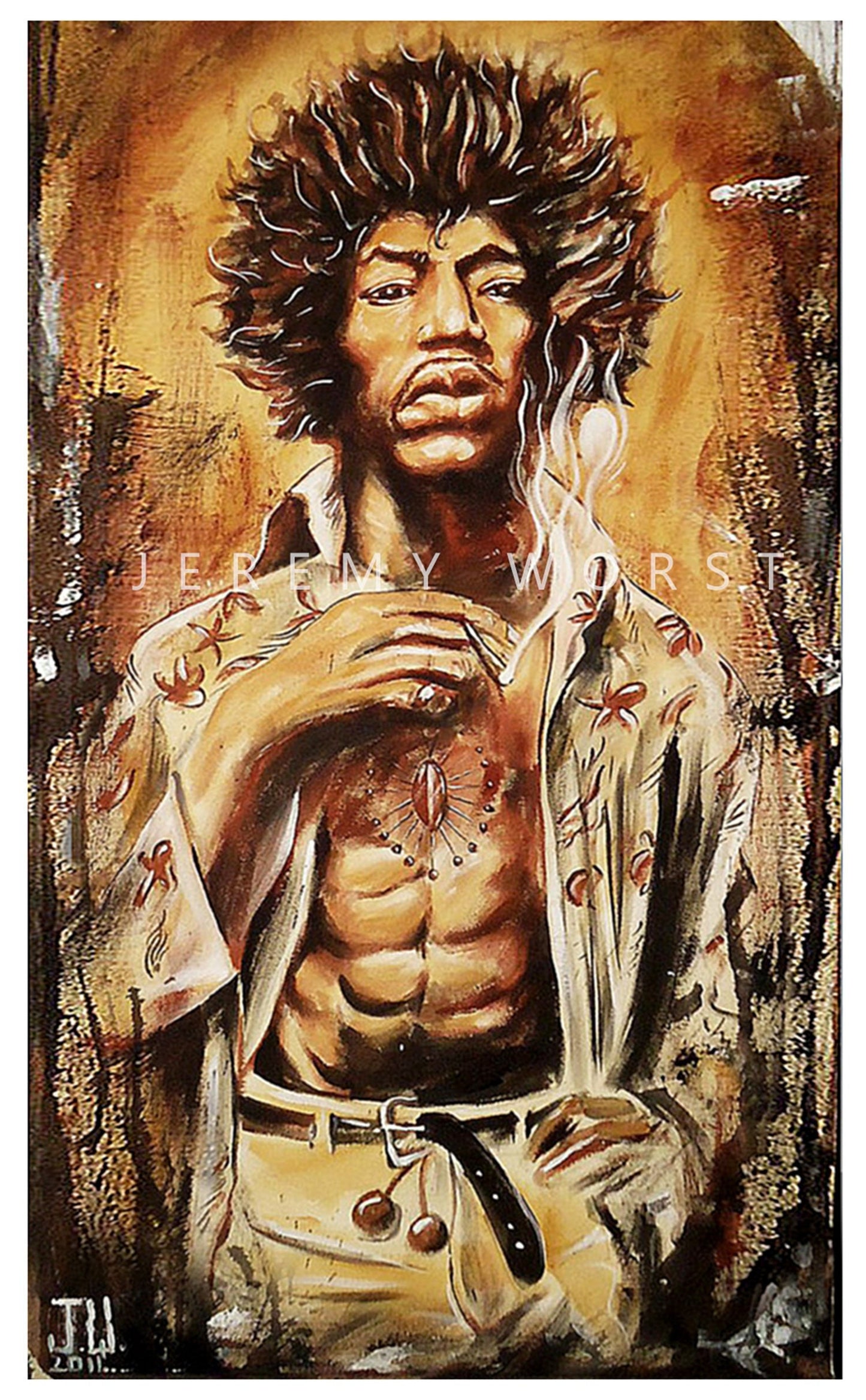JEREMY WORST Jimi Hendrix 2011 Canvas print  anime art painting