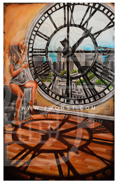 JEREMY WORST Only Time Will Tell Coffee Sexy girl Artwork Fine Art Print