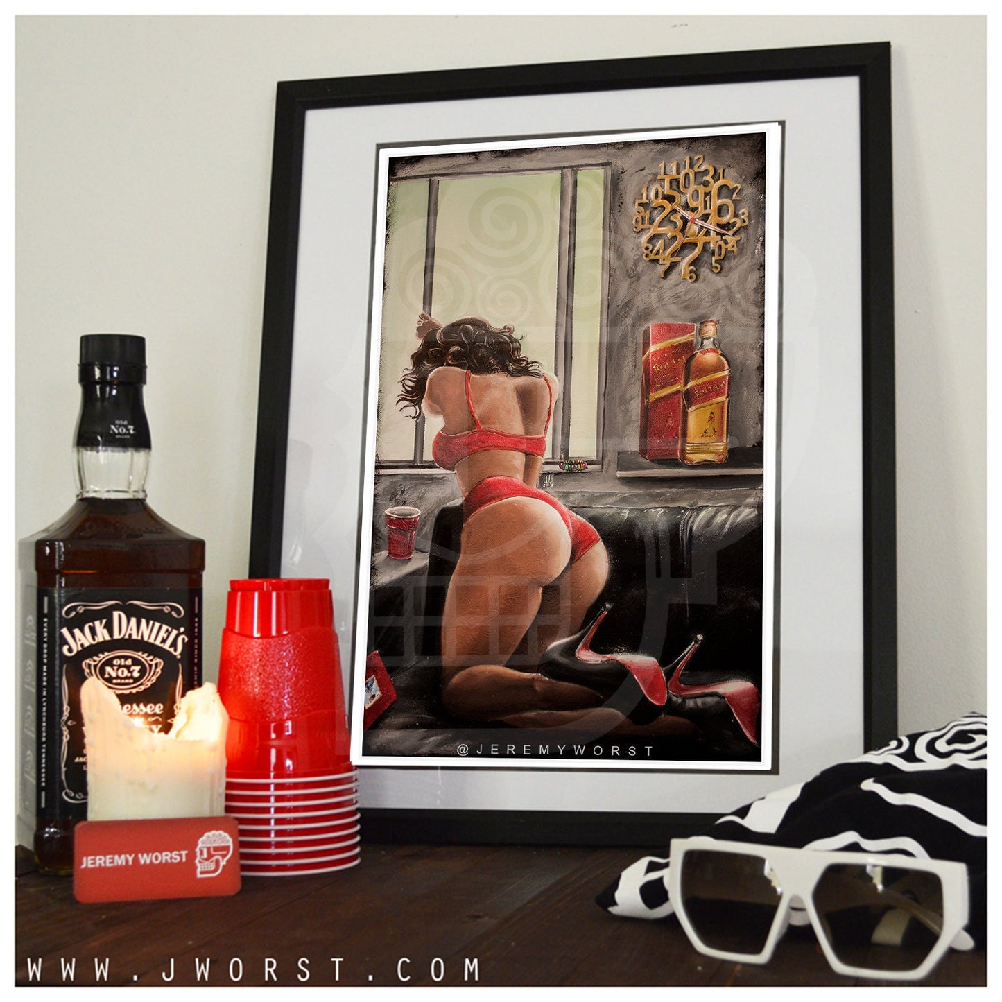 JEREMY WORST On Sight Johnnie Walker Red Label Whiskey Canvas Wall Art Print