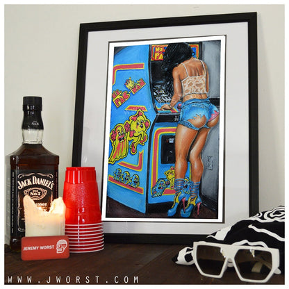 JEREMY WORST Ms P4CKED Arcade Sexy girl Artwork Fine Art Print wrestler gamer gaming fighting