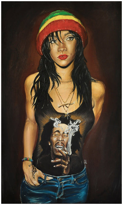 JEREMY WORST Rasta RiRi Rihanna Print Original Artwork Signed anime  sticker