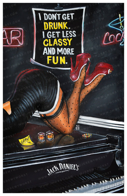 JEREMY WORST Call Me Sexy Canvas Wall Whiskey Decanter Bottle Barrel Piano Artwork Print woman NSFW Pinup gift Glass Sign