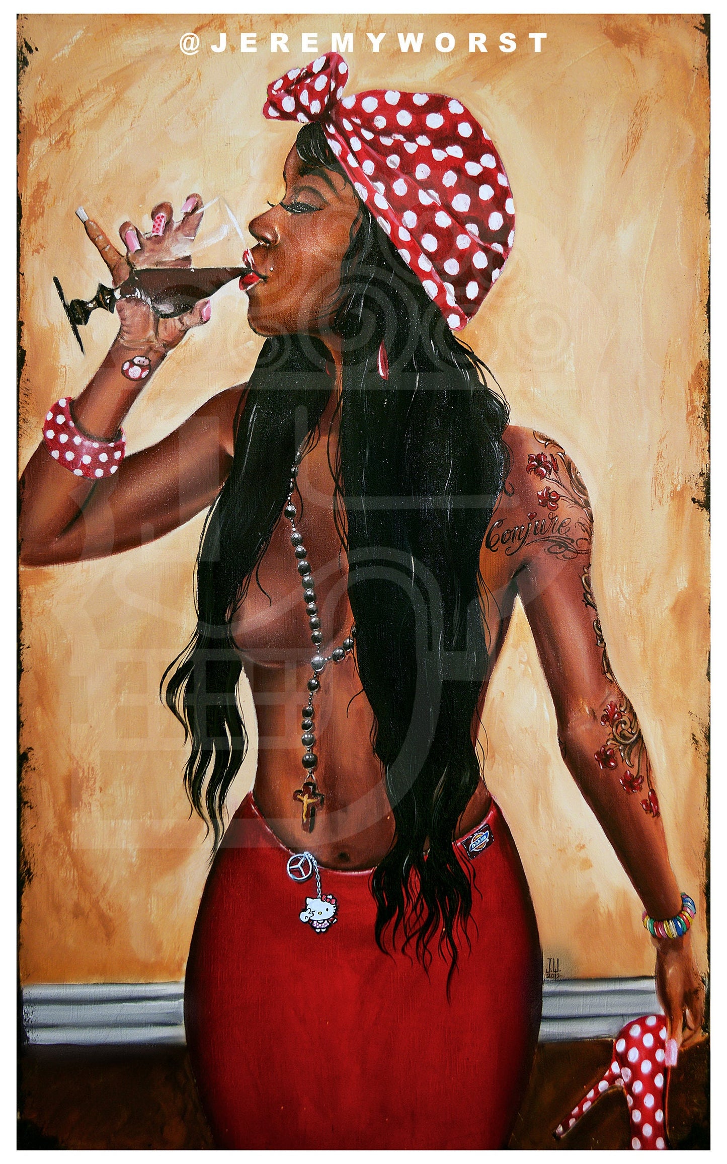JEREMY WORST #1 Commission Custom Pinup Artist Original Acrylic The Best Traditional Painting Canvas