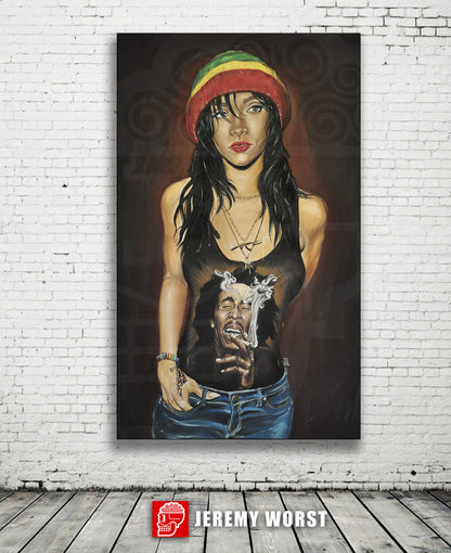 JEREMY WORST Rasta RiRi Rihanna Print Original Artwork Signed anime  sticker