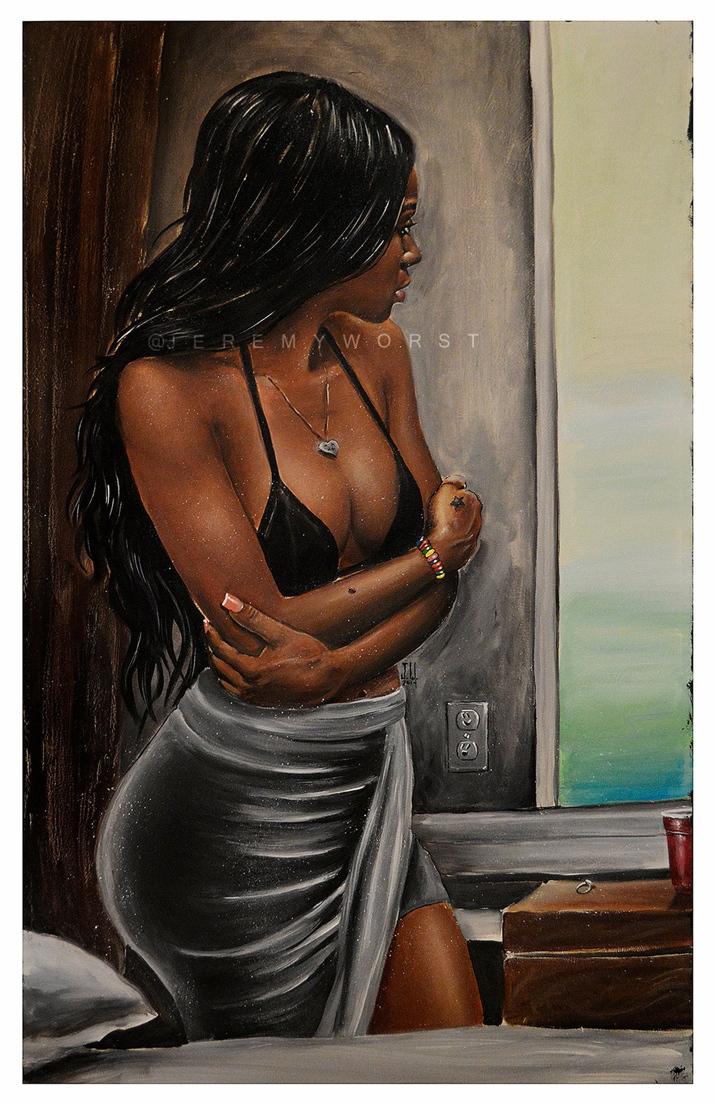 JEREMY WORST #1 Commission Custom Pinup Artist Original Acrylic The Best Traditional Painting Canvas
