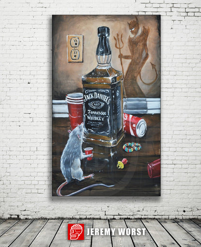 JEREMY WORST Devil's Choice Jack Whiskey Poster Canvas Wall alcohol Art Painting