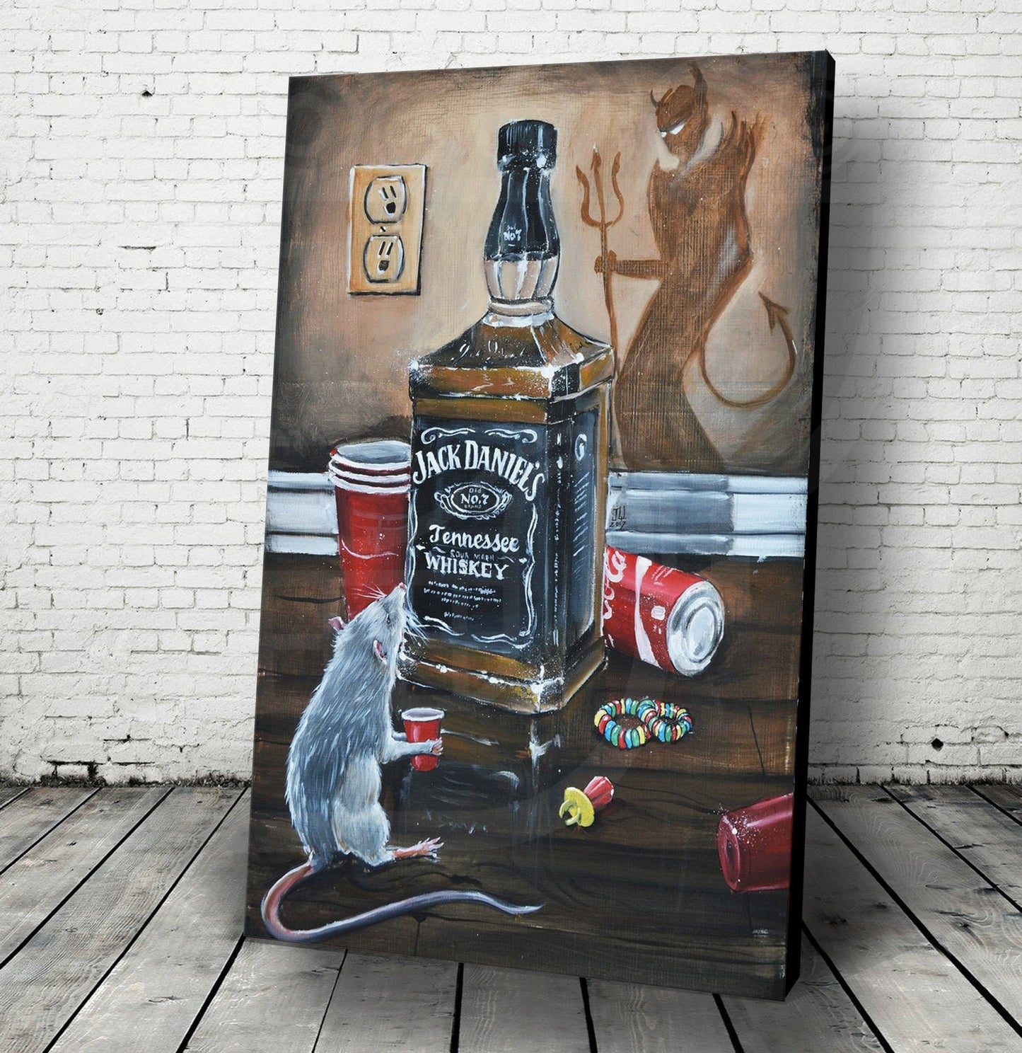 JEREMY WORST Devil's Choice Jack Whiskey Poster Canvas Wall alcohol Art Painting