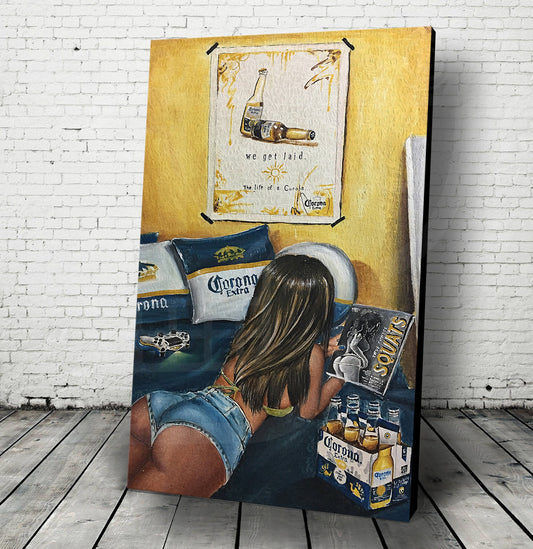 JEREMY WORST Corona ad hair sexy Canvas Prints Posters booty sexy bottle beer art artwork 1 anime