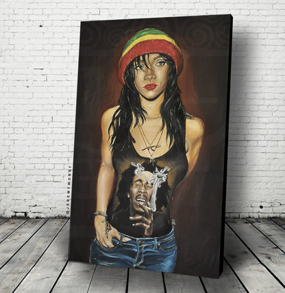 JEREMY WORST Rasta RiRi Rihanna Print Original Artwork Signed anime  sticker