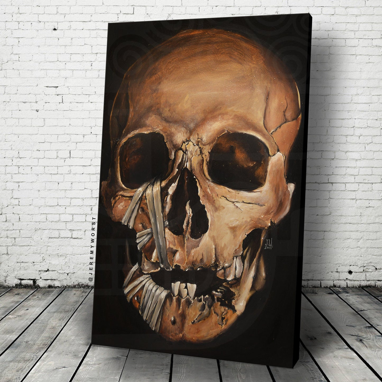 JEREMY WORST Skull 2015 Canvas print skulls zombie painting Artwork Signed large poster dark Gothic grunge creepy