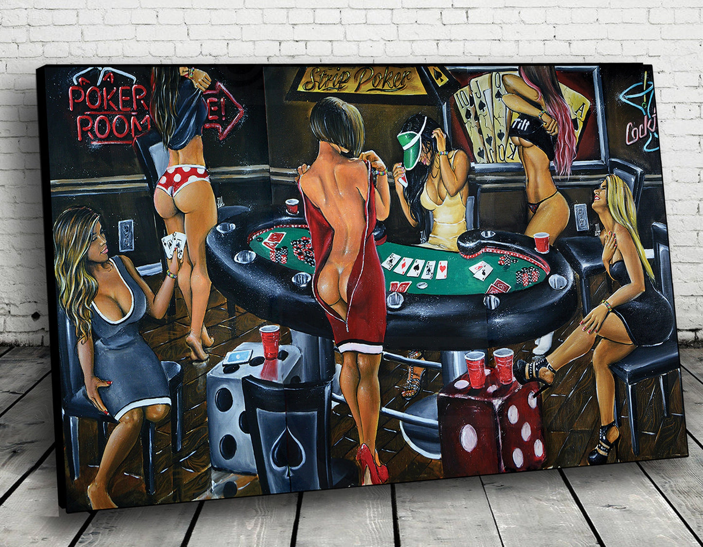 Strip Poker Canvas Wall Art Decor Game Room Table Gifts