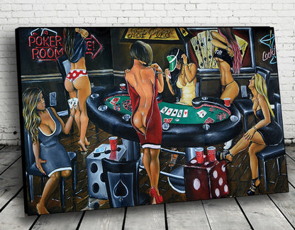 Strip Poker Canvas Wall Art Decor Game Room Table Gifts