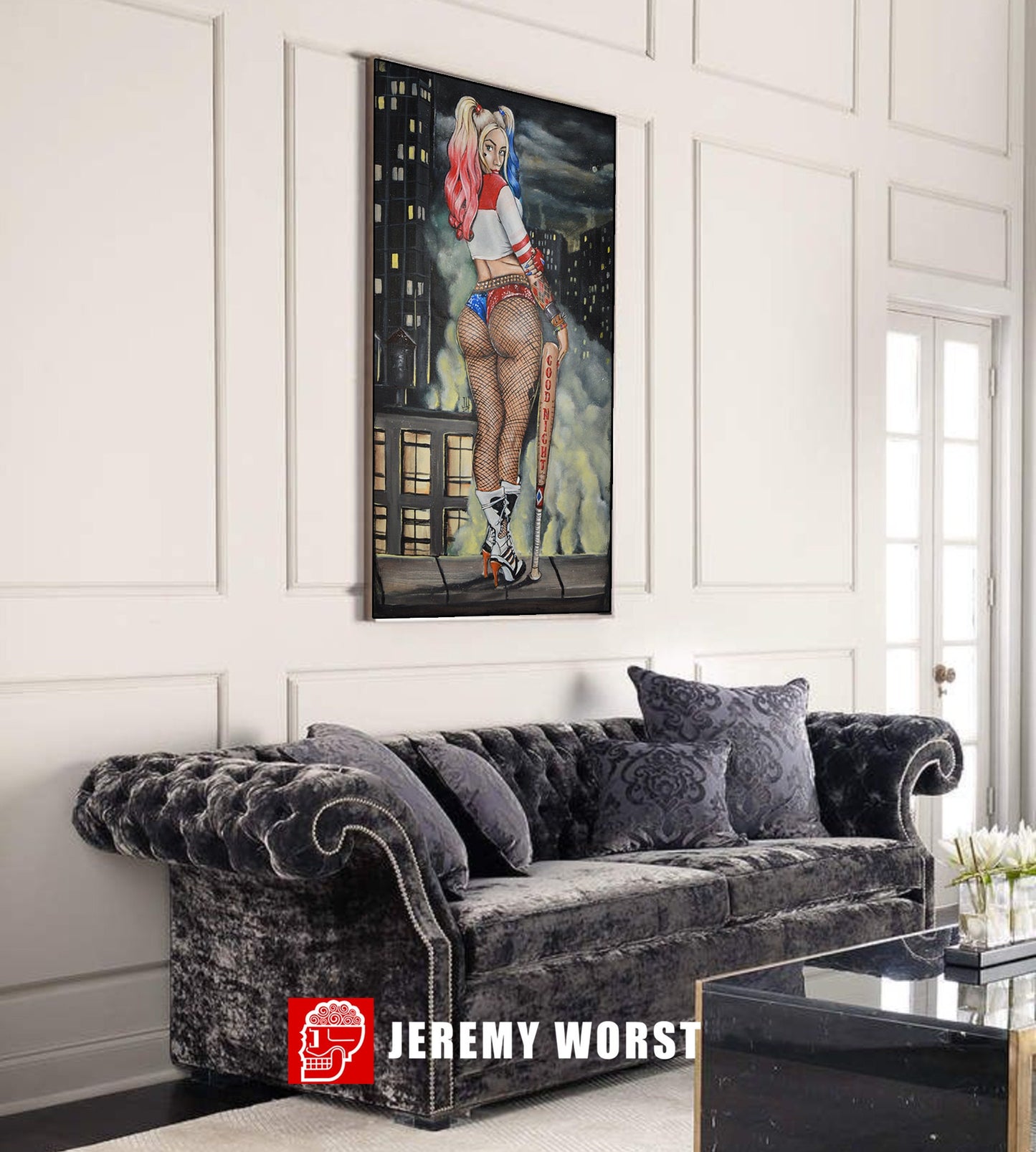 JEREMY WORST Hardley Kwuin Good Night Joker Gotham City Artwork Signed Thick