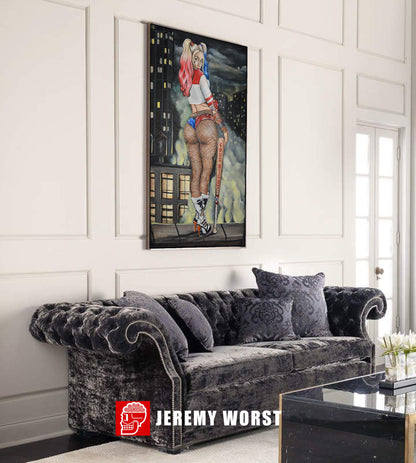 JEREMY WORST Hardley Kwuin Good Night Joker Gotham City Artwork Signed Thick