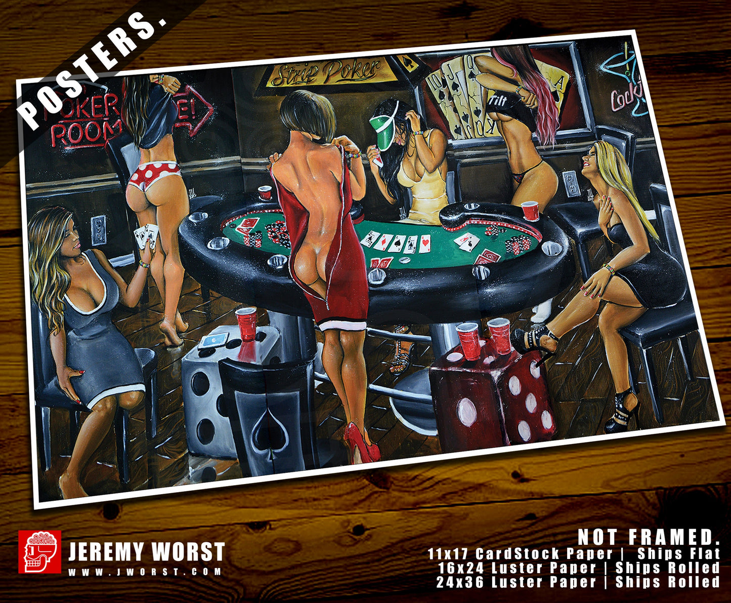 Strip Poker Canvas Wall Art Decor Game Room Table Gifts