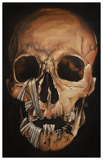 JEREMY WORST Skull 2015 Canvas print skulls zombie painting Artwork Signed large poster dark Gothic grunge creepy