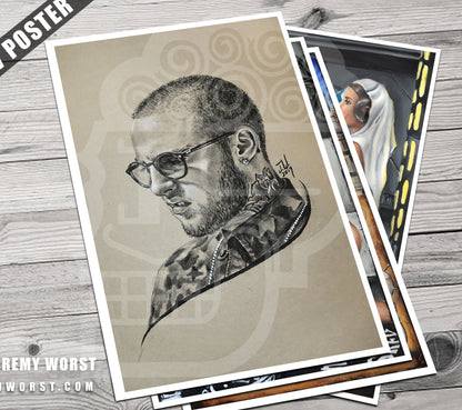MAC MILLER Sketch by Jeremy Worst Hip hop Rip legend artwork sad macmiller sticker nsfw design print charcoal sketch original tattoo idea