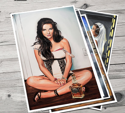 NEW JEREMY WORST Spin the Bottle Jack Artwork Canvas alcohol Signed Print Fine art Print  Woman Dress night gown nsfw jewelry Original